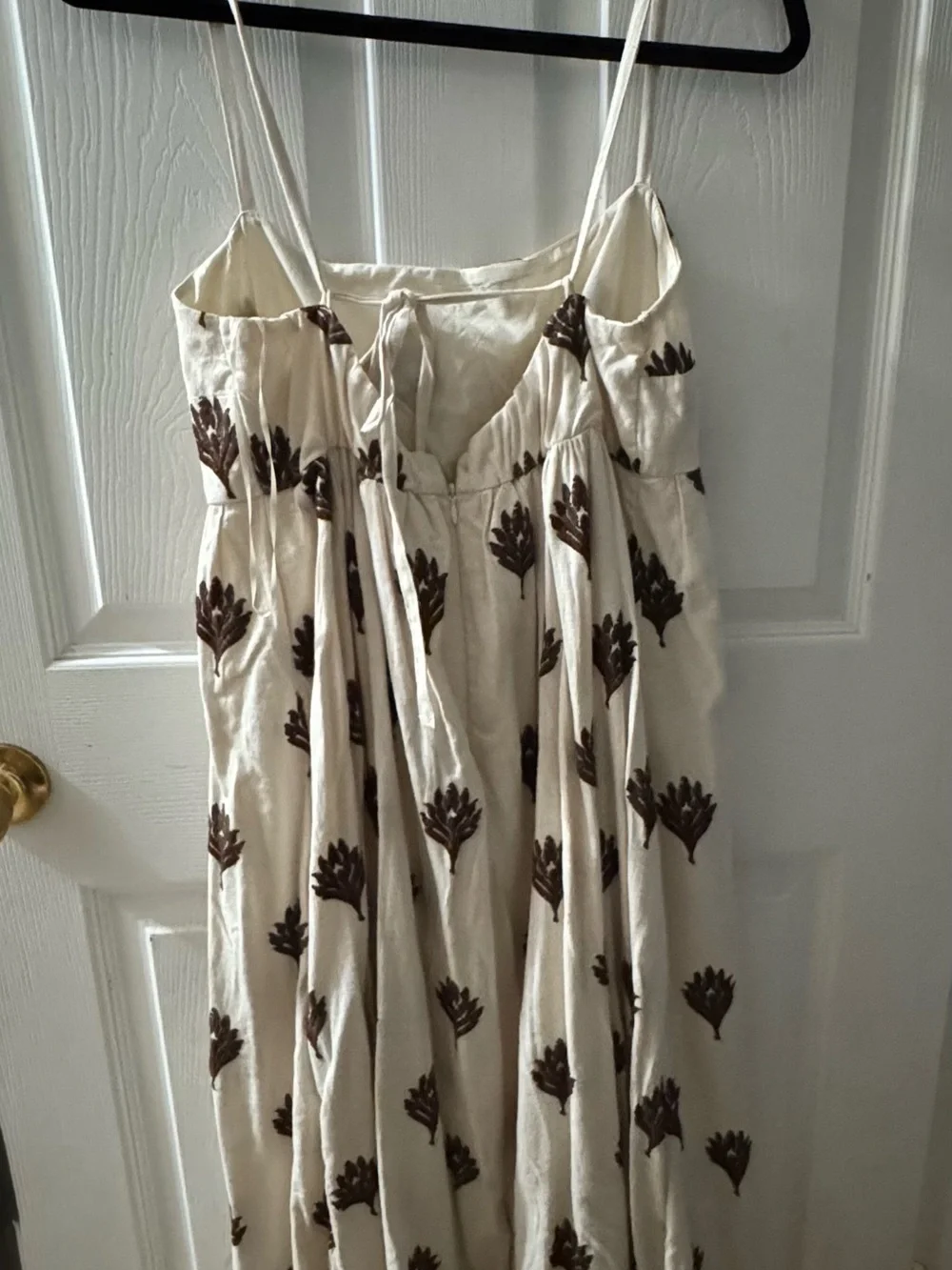Abercrombie & Fitch Cream Maxi Dress with Brown Leaf Motif